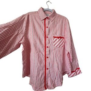 Victoria's Secret PINK Sleep Shirt Women Medium Red White New Striped Pajama Top